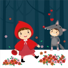 [디자인다소][빨간모자]동화배경현수막-224